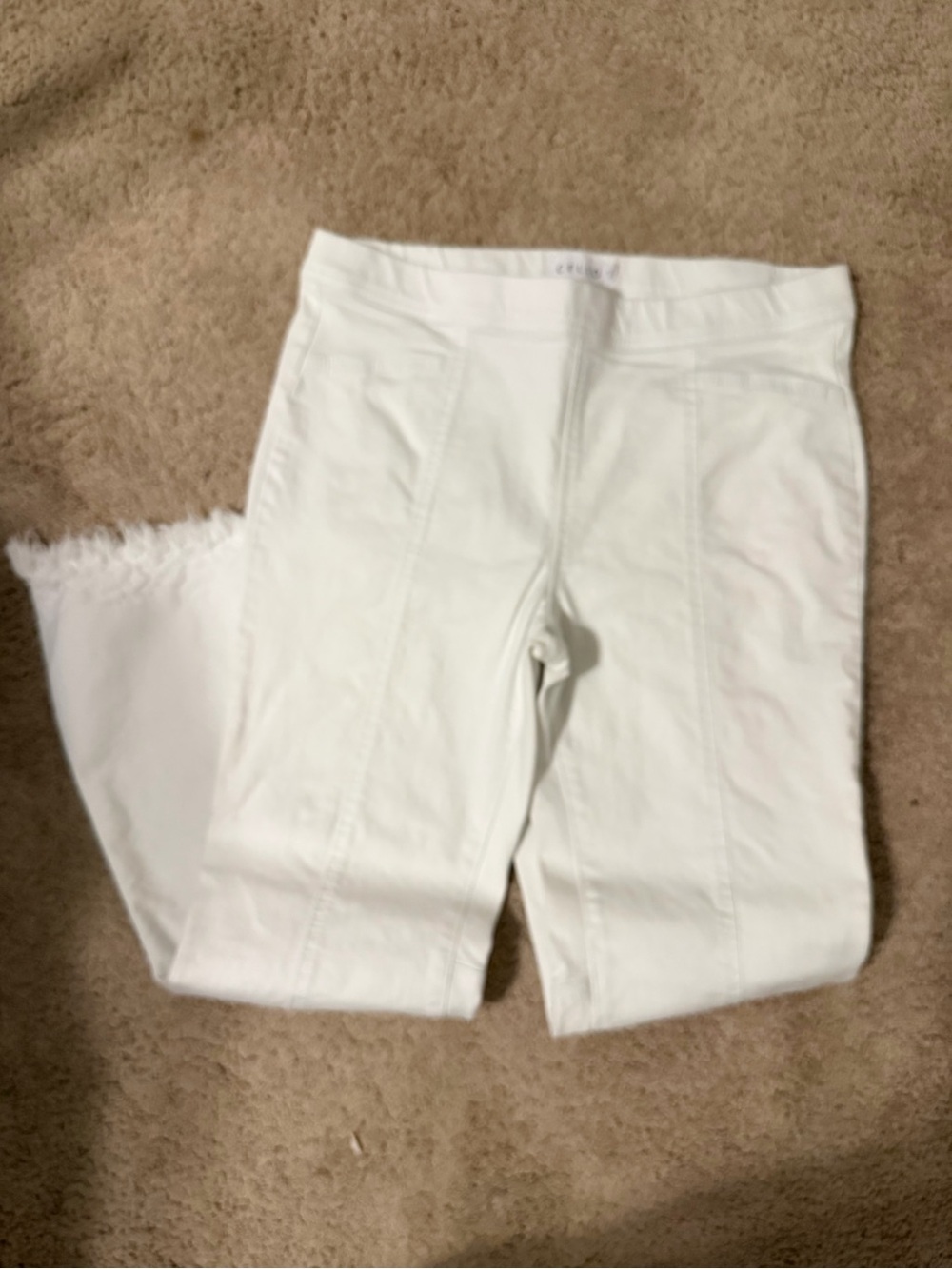 Cello White Women's Cropped Fringe Hem Pants nwot